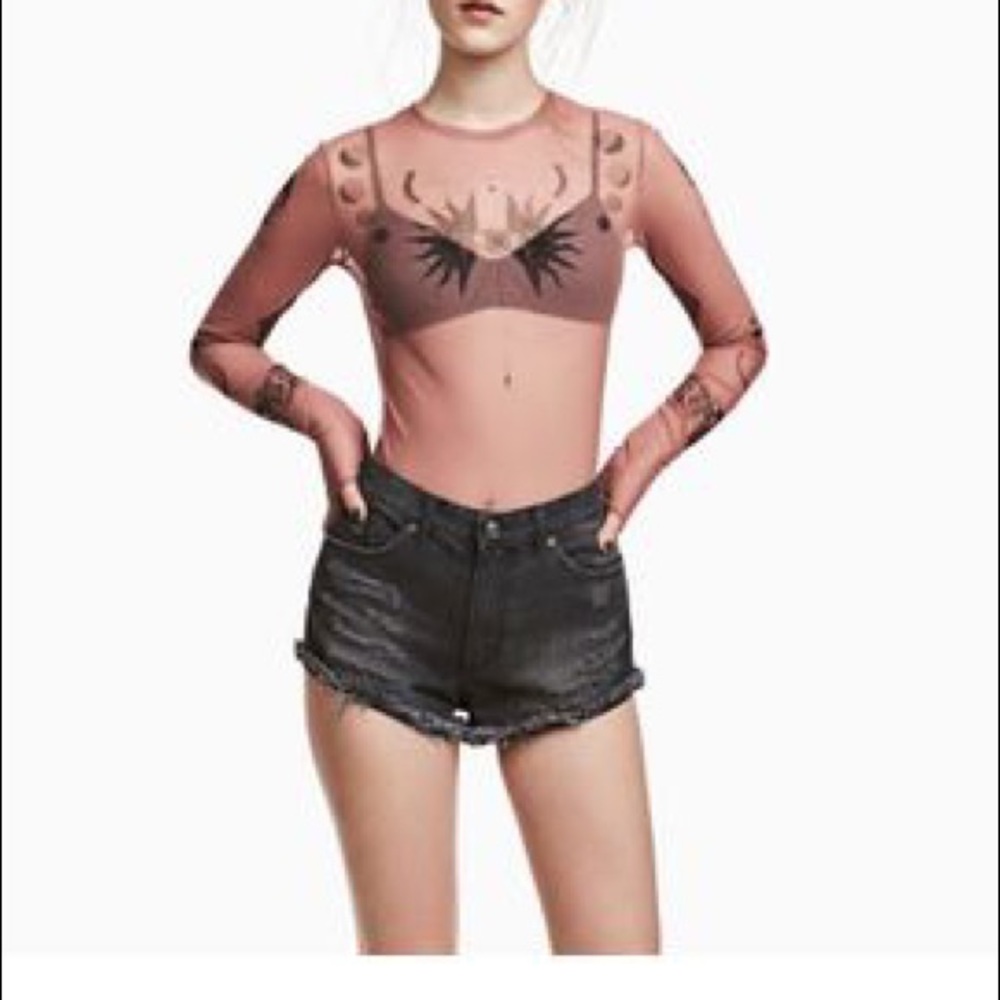 Long Sleeve Mesh Top - Picture 2 of 2